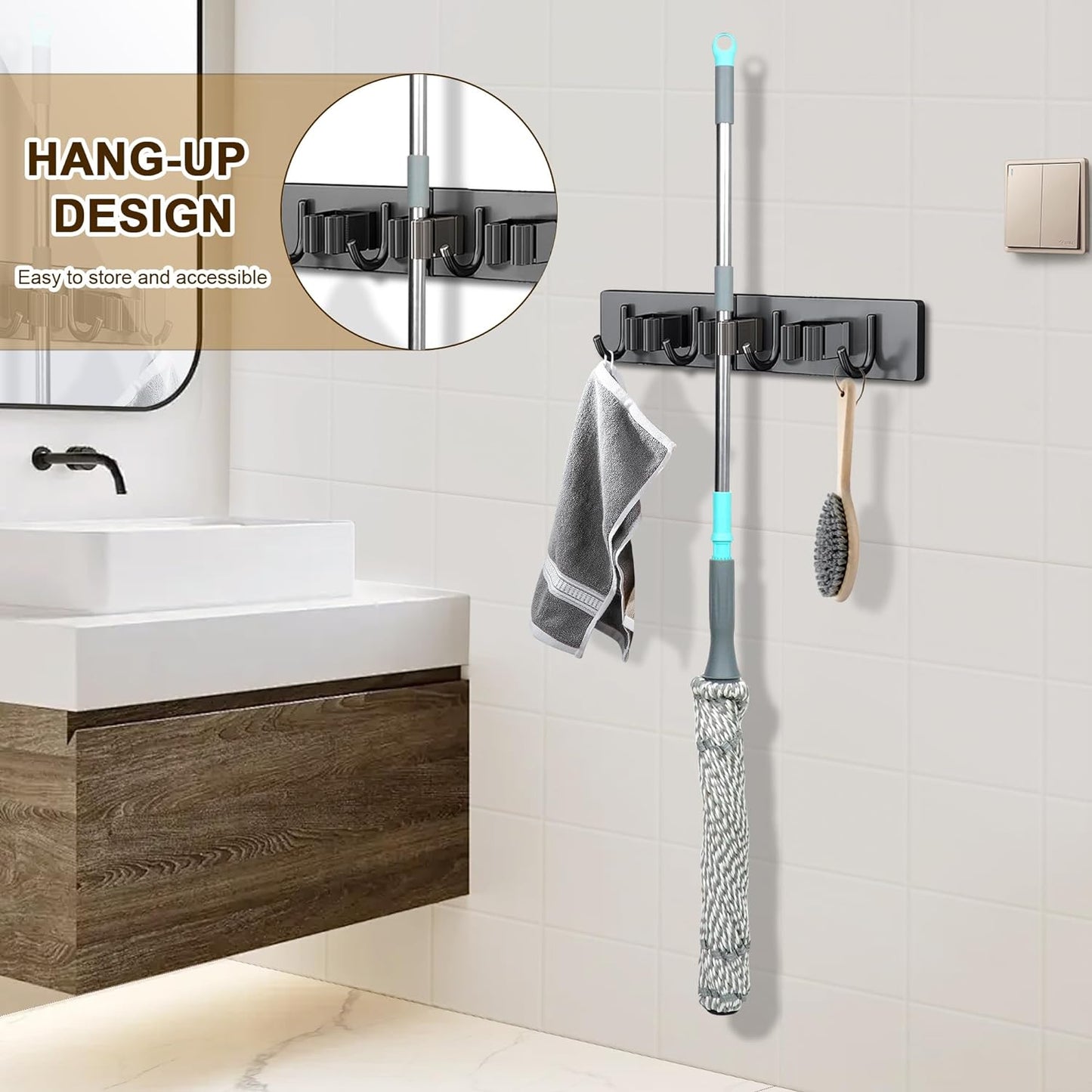 Self Wringing Mop - Easy Squeeze Twist Mop with 52.5 Inch Long Handle, Heavy Duty for Hardwood, Tile, Vinyl & Laminate Floors (Gray)