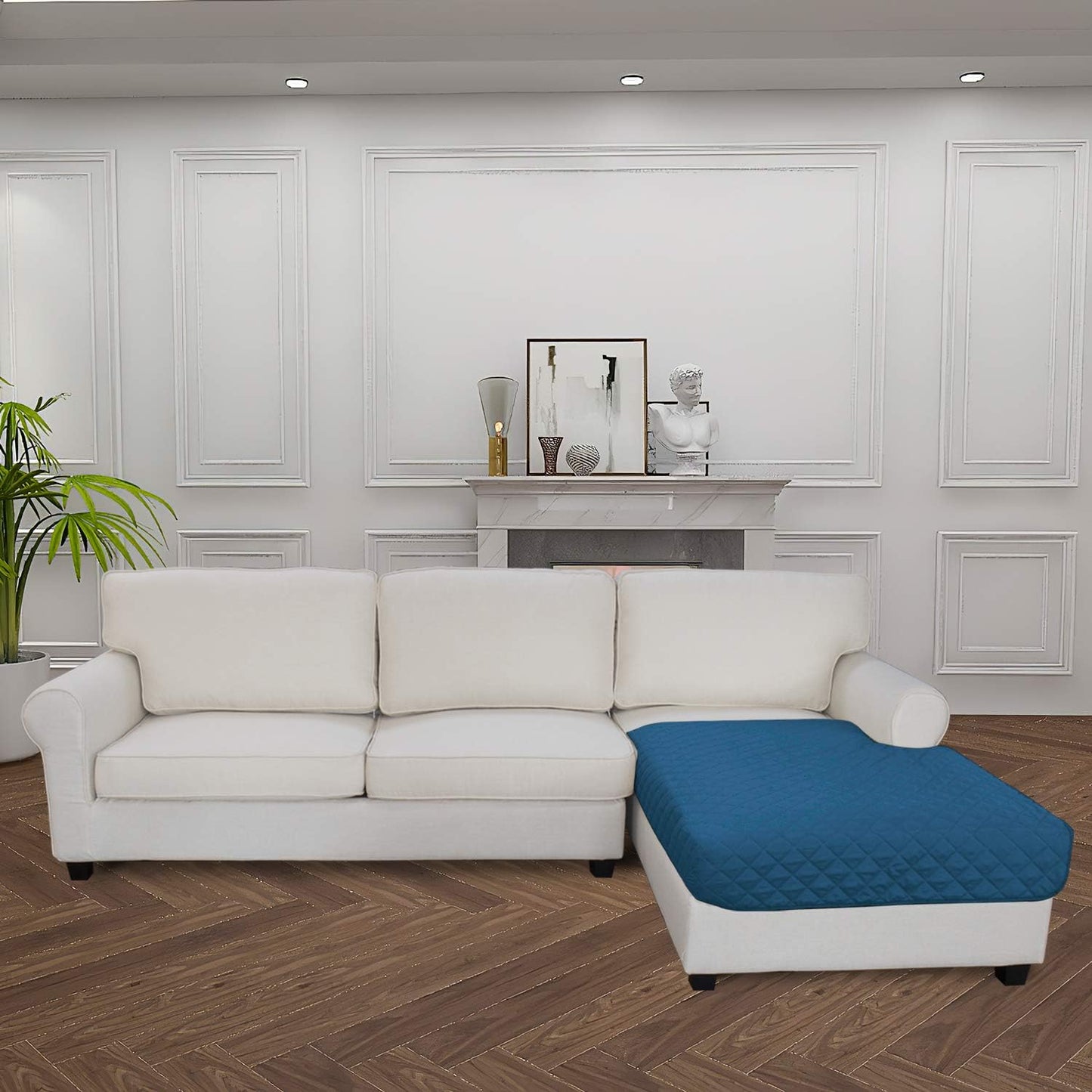 Easy-Going Sectional Couch Covers for Dogs L Shape Sofa Cover Reversible Sofa Slipcover Chaise Lounge Cover Furniture Protector Cover for Pets Dog Cat (42 x 52 inches, Peacock Blue/Peacock Blue)