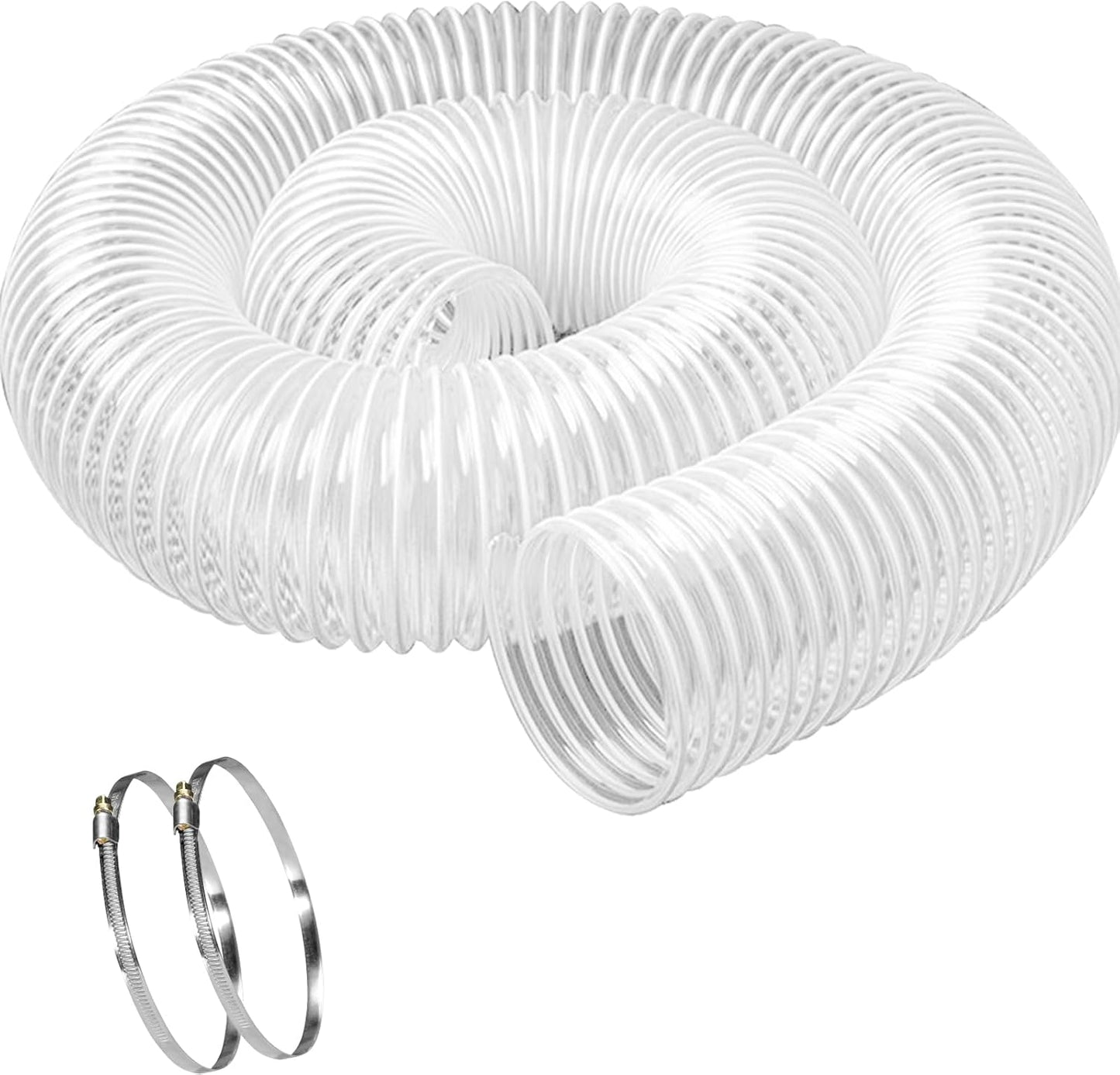 Heavy PVC Dust Collection Hose 5" x 10', Puncture Resistant PVC Dust Collection Hose with Carbon Steel Wire Coil for Woodworking, Workshops, Dust Collectors