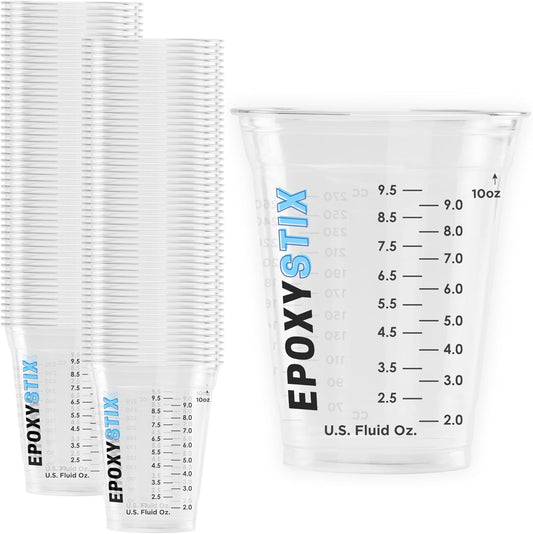 [50 Pack] NEW SIZE 12oz Graduated Mixing Cups - Durable PET, Clear Measurement Markings in oz, mL and cups - For Resin, Paint, Mixing and Crafts