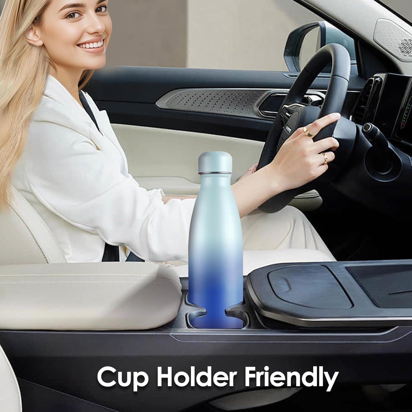 25oz Cola-Bottle Shaped Stainless Steel Leak-proof Water Bottle,Double Wall Vacuum Insulated Metal,Travel Mug For Sports Indoors & Outdoors,BPA-Free Kids Flasks,Green Blue(2 Pack)