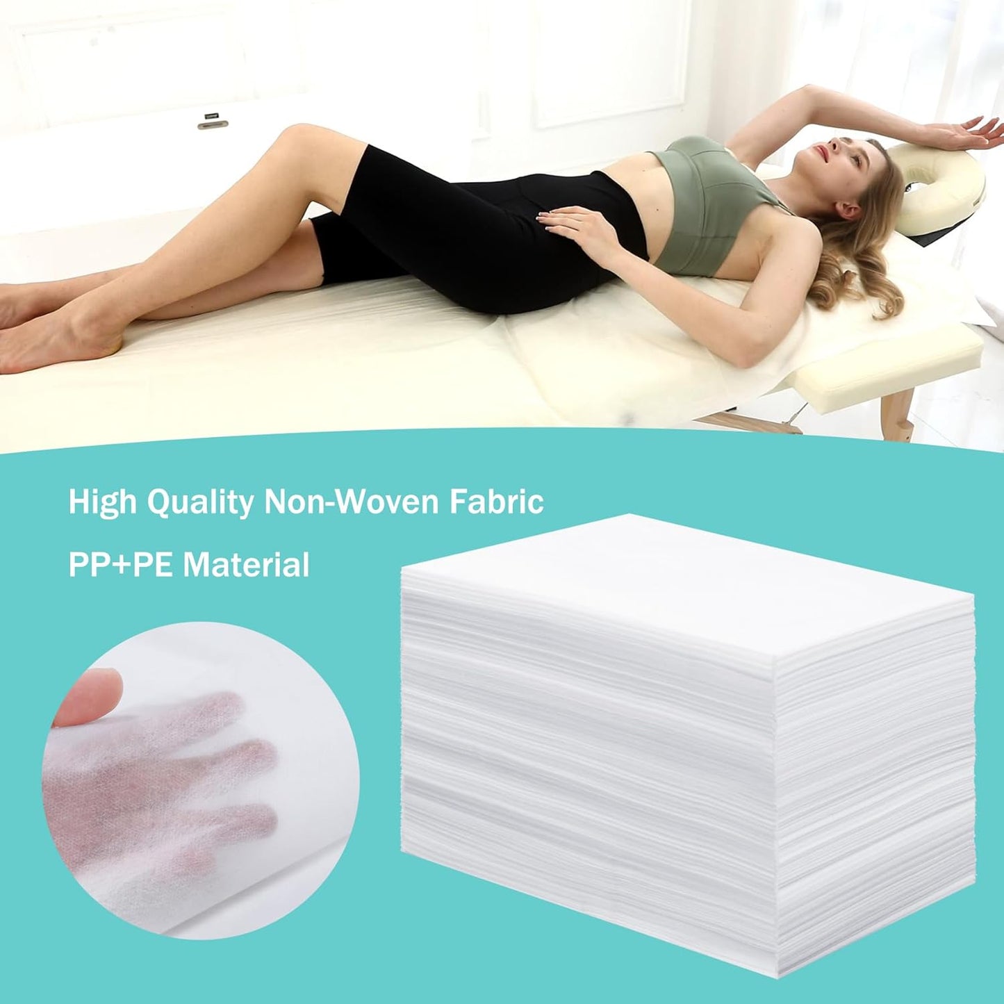 Disposable Bed Sheets for Massage Table 100 Pcs 31" x 71" Waterproof Massage Table Sheets Soft Non Woven Fabric SPA Massage Table Bed Cover Breathable for Beauty Tattoos Waxing Travel (White)