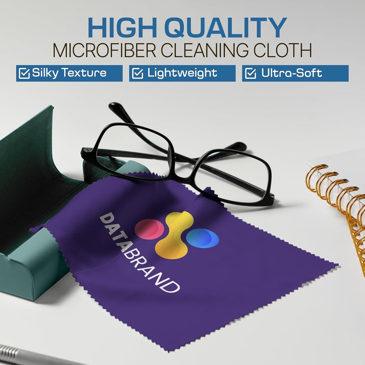 Ships Next Day, Made in USA - Customizable Microfiber Cleaning Cloth - Premium Microfiber Lens Wipes - Perfect Eyeglass Cleaner Promotional Gift - Logo or Image Printed (10 Pack) Single Sided