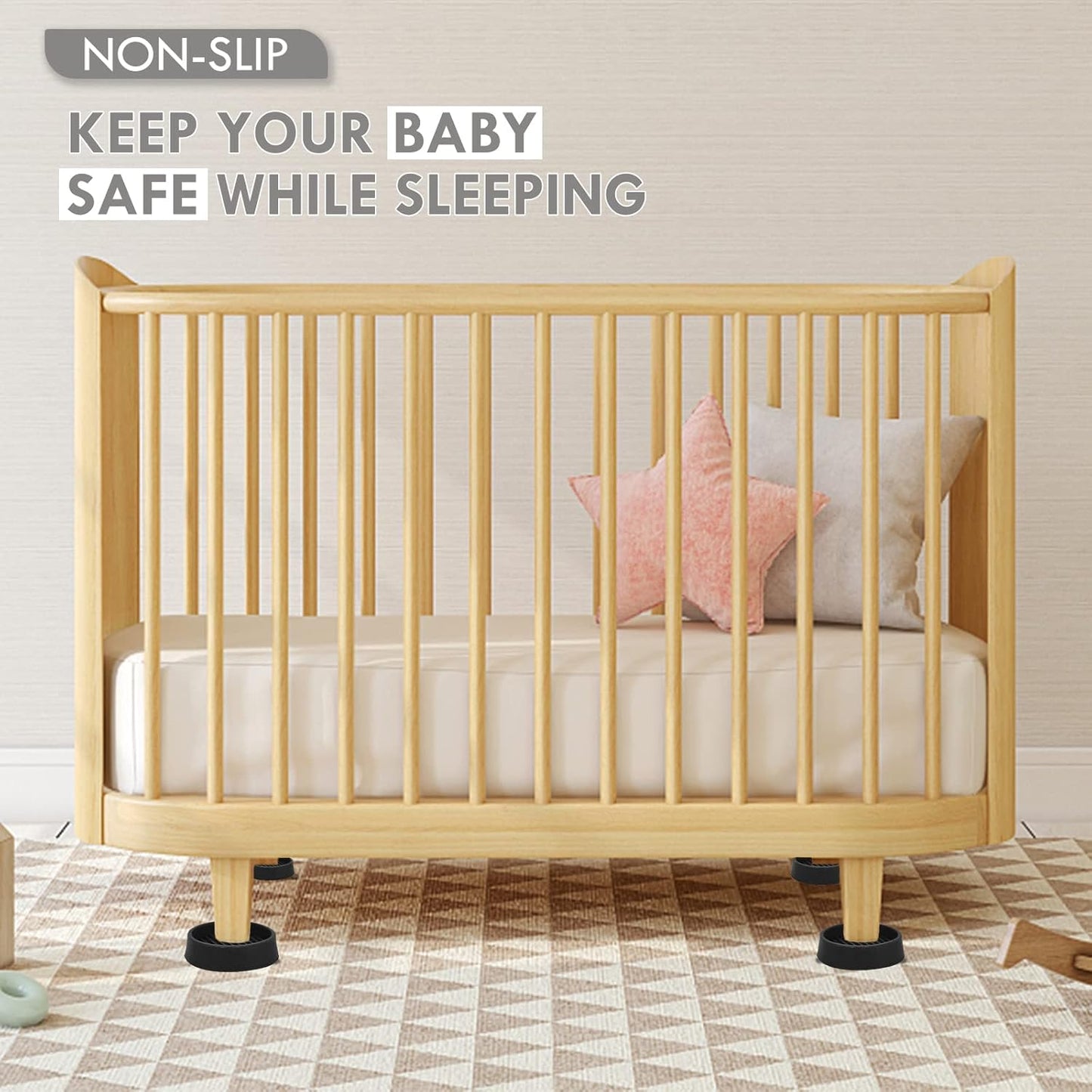 2X2 Round Rubber Caster Cups, Non Slip Furniture Pads, Anti-Slip Gripper, Anti Skid Furniture Feet, Anti Slide Floor Protector for Bed Couch Table Chair Stoppers - (Black, 12 Pack)