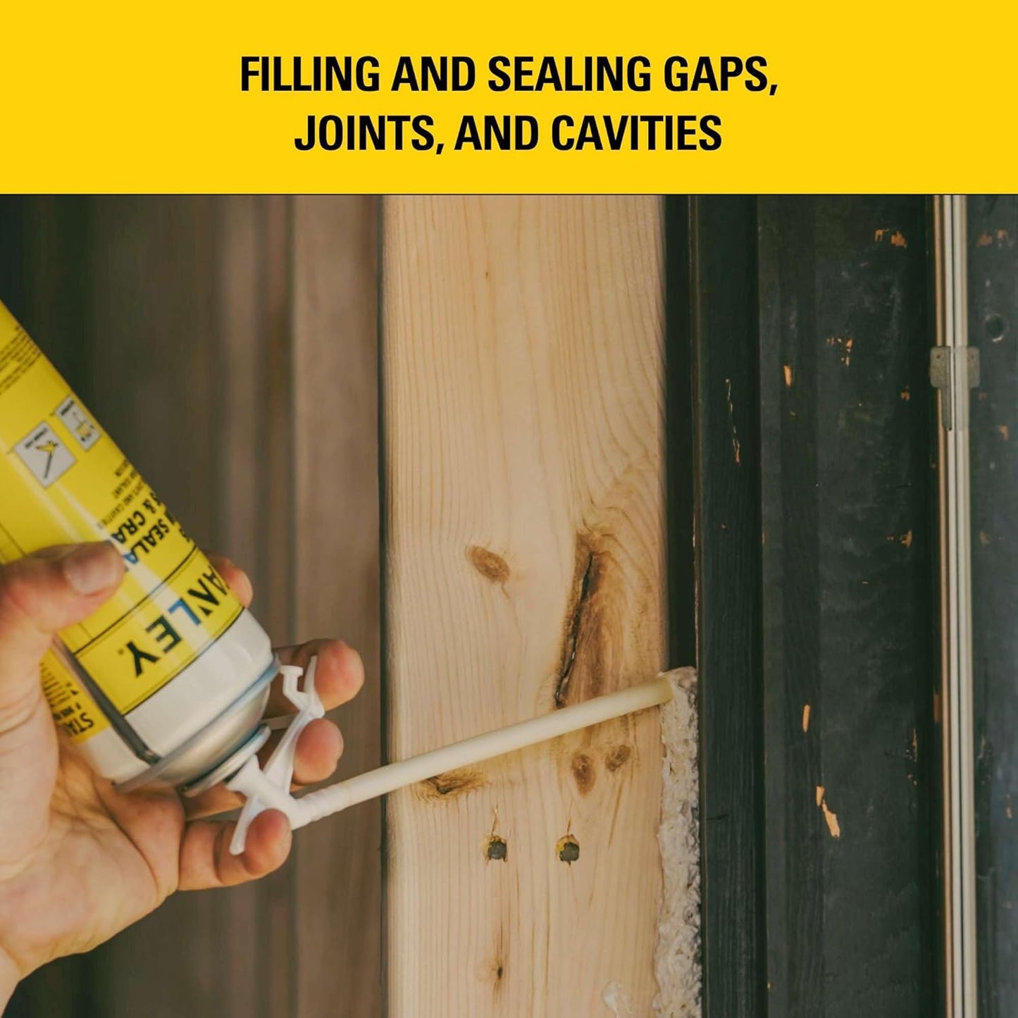 Stanley F905 Gaps & Cracks Sealant (2x12 Oz.) – Polyurethane Spray Foam Insulation for Window & Door, Waterproof Gap Filler, Low Expansion Foam for Indoor & Outdoor Use | Straw Use | 12 Oz. 2 Pack