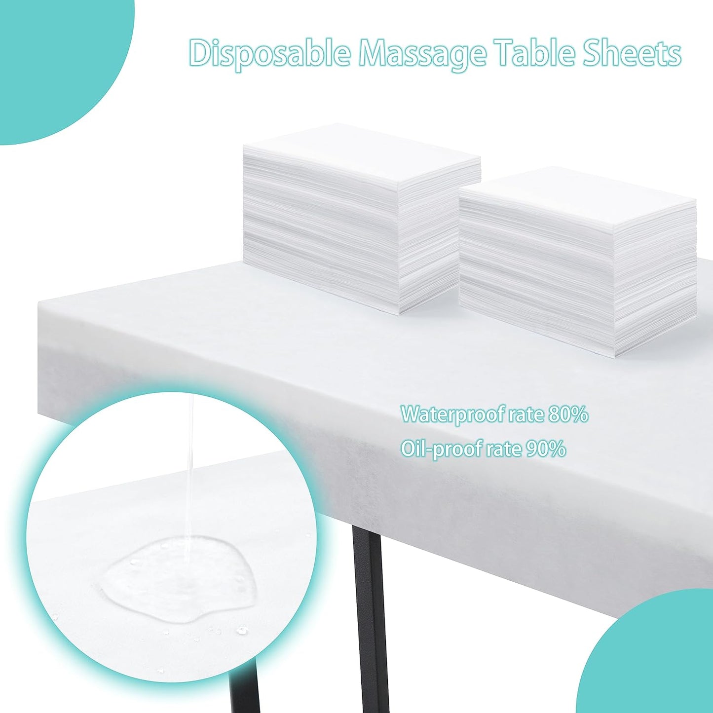 Disposable Bed Sheets for Massage Table 100 Pcs 31" x 71" Waterproof Massage Table Sheets Soft Non Woven Fabric SPA Massage Table Bed Cover Breathable for Beauty Tattoos Waxing Travel (White)