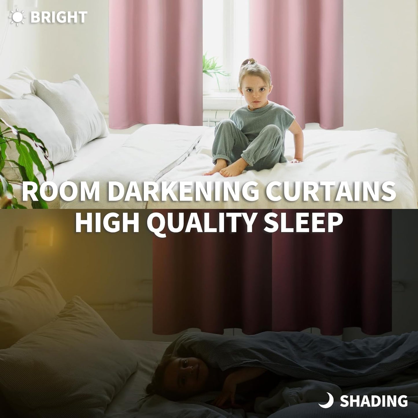 BGment Baby Pink Room Darkening Curtains 36 Inch Length for Short Window - Rod Pocket Short Thermal Insulated Blackout Drapes for Bathroom Kithchen Girl Bedroom, 42 x 36 Inch, 2 Panels