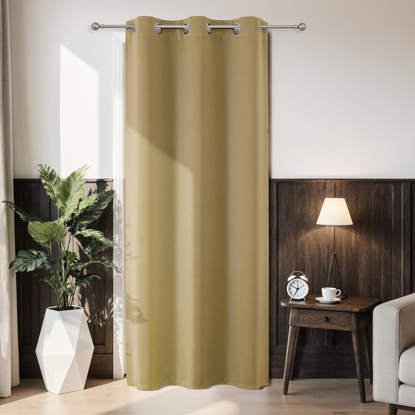 Joydeco Blackout Door Curtain for Doorway Privacy 78 Inches Long, Grommet Closet Curtain for Open Closet, Room Divider for Bedroom Living Room (Beige, 40Wx78L, 1 Panel)