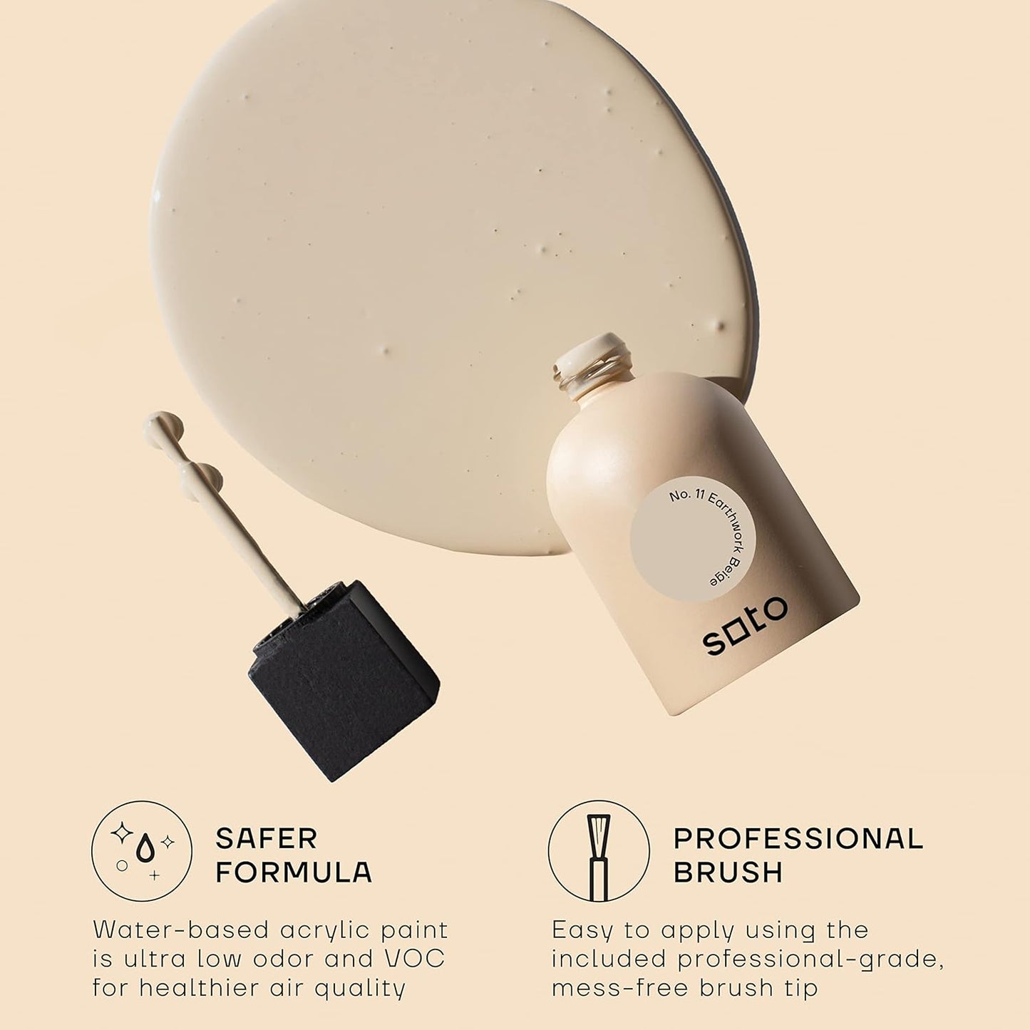 soto Beige Paint Touch Up, Multi-Surface, Matte Finish (No. 11 Earthwork Beige) - 1.5 Ounces/45 Milliliters of Scratch Repair for Furniture, Walls, Cabinets, Trim, Doors, Indoor/Outdoor