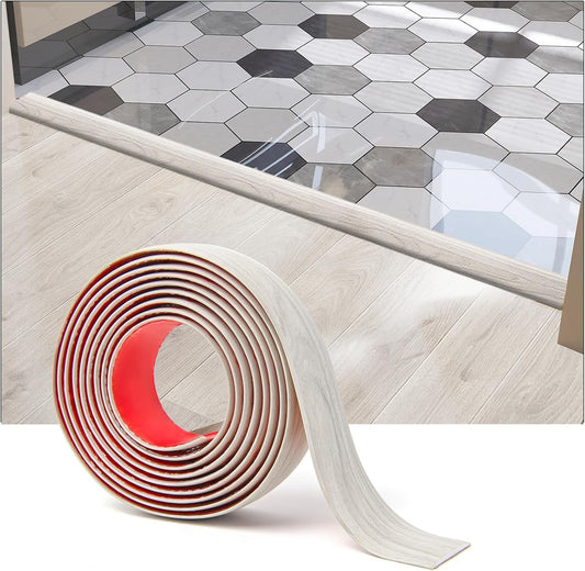 Art3d Self Adhesive Vinyl Floor Transition Strip, Laminate Floor Strip Floor Flat Divider Strip for Joining Floor Gaps, Carpet Threshold Transition, Floor Tiles (10 FT, 1.57in, White-Washed)
