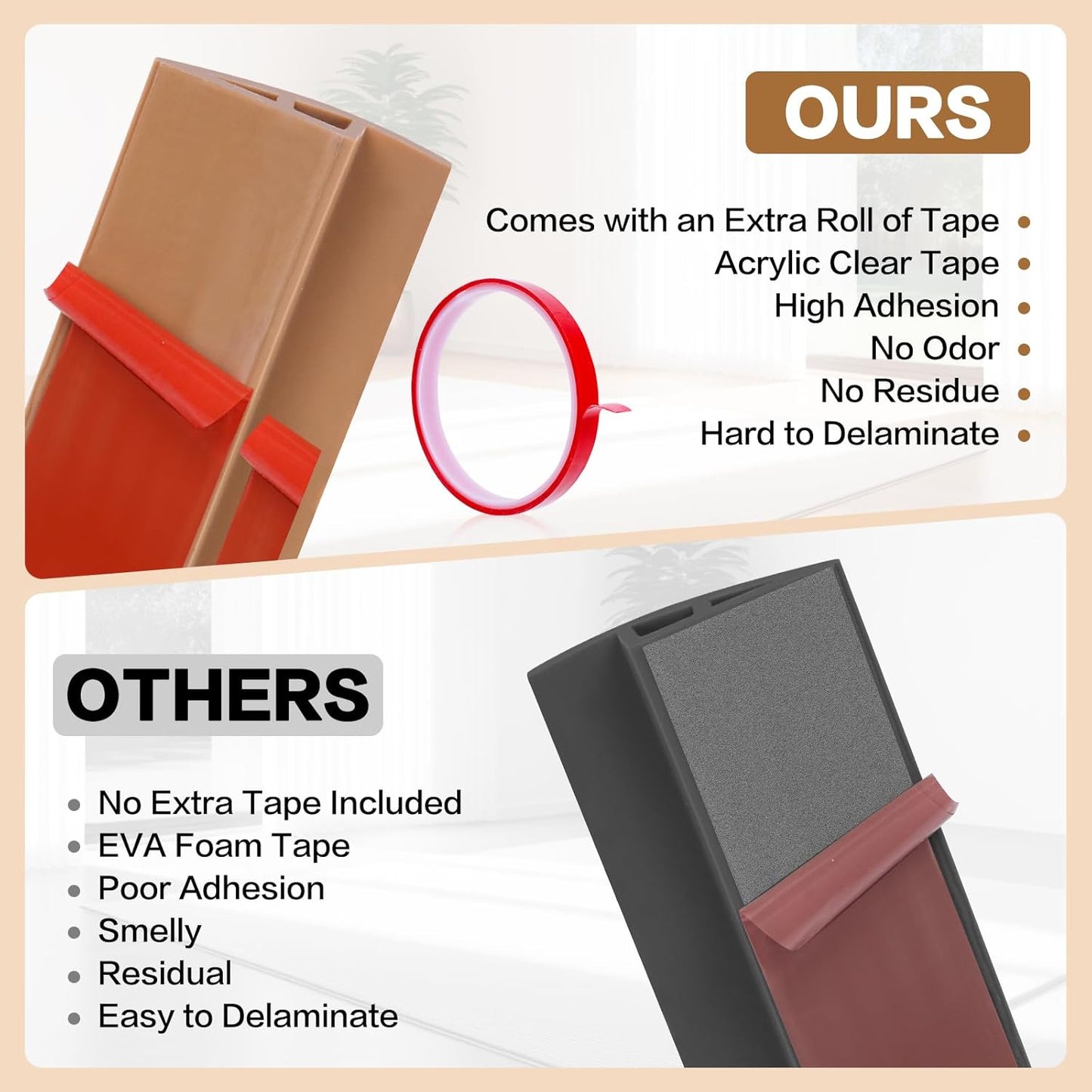 Floor Transition Strip Vinyl Door Threshold Ramp Self Adhesive Carpet Edging Strip Doorway Edge Trim, Overlap Edge Reducer for Laminate Carpet, Floor, Tile (Orange Oak, 1/5" to 2/5", 6.6Ft)