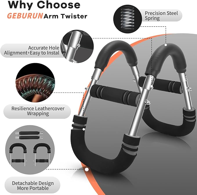 Twister Arm Trainer, 20-120 lb Adjustable Chest Workout Equipment, Forearm Strengthener, Power Twist Arm Trainer for Men, Arm Exercise Equipment, Portable Spring Resistance for Home Workout Equipment