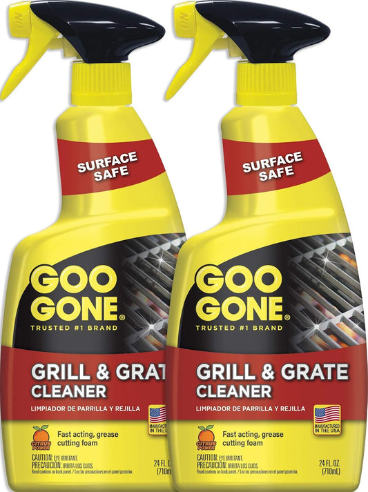Goo Gone Grill and Grate Cleaner Spray (2 Pack) Cleans and Degreases BBQ Cooking Grates and Racks, Pellet and Electric Smokers- 24 Ounce