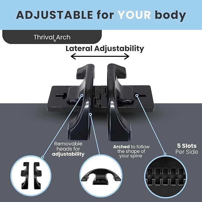 Thrival Arch Back Stretcher - Specialized Psoas Muscle Release Tool for Hip Flexor, Back, Glute, Iliacus, and Neck - Spine Decompressor, Trigger Point, and Myofascial Release – Carbon Black