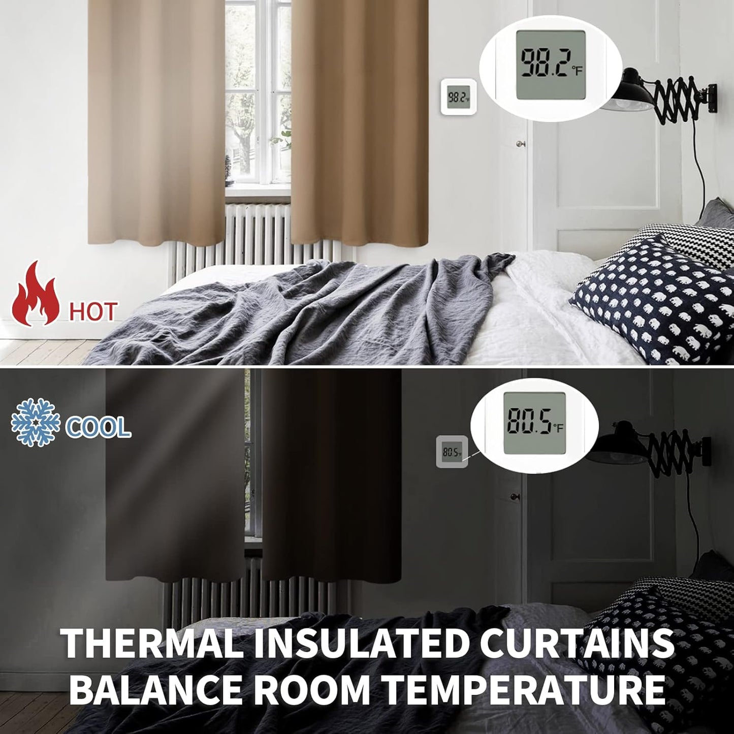 BGment Taupe Blackout Curtains 45 Inches Length for Short Kitchen Window - Small Thermal Insulated Drapes with Rod Pocket Privacy for Cafe Bathroom, 34 x 45 Inch, 2 Panels