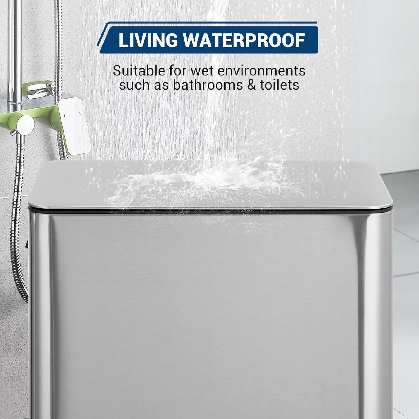 15 L Kitchen Step Trash Can, 4 Gallon Narrow Stainless Steel Waste Bin with Soft-Close Lid, Rectangle Rubbish Bin with Removable Inner Bucket for Bathroom, Dining Room, Living Room