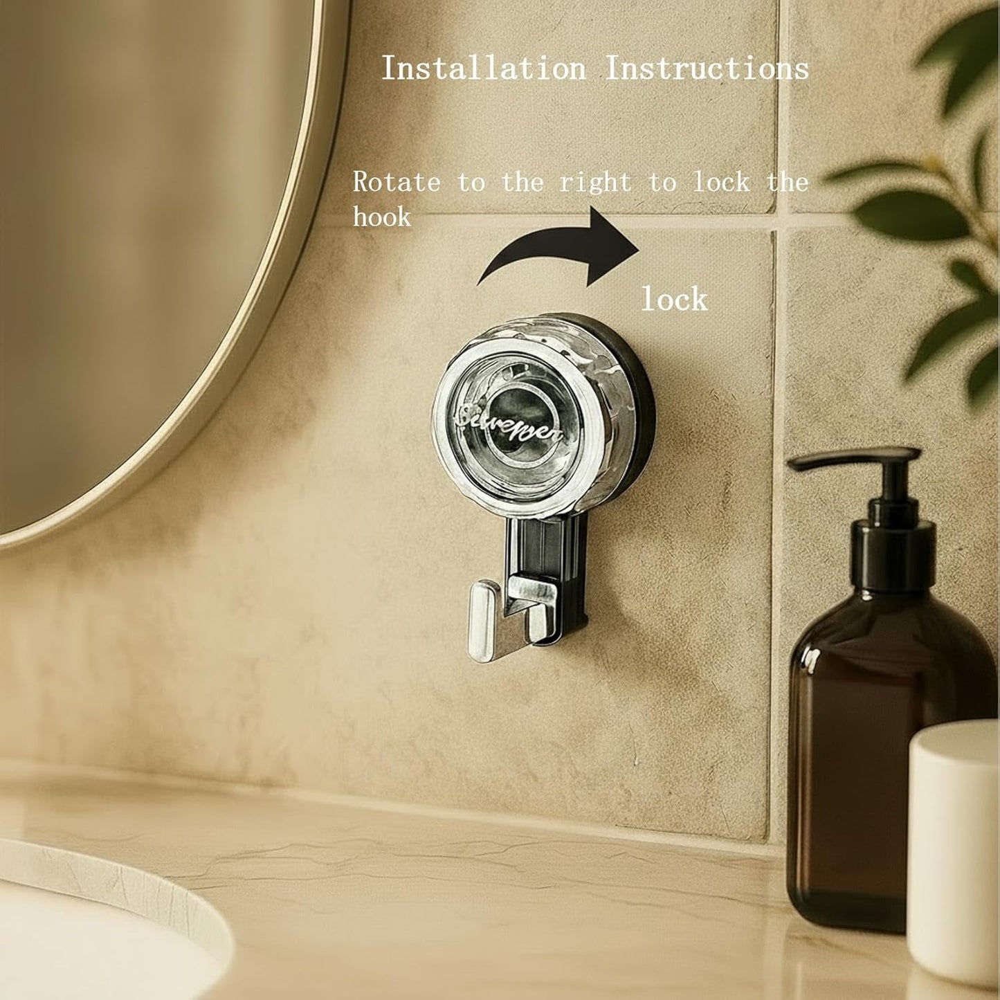 2 pcs Rotate Vacuum Suction Cup Hooks, Heavy Duty Suction Cups 20 lb,Removable Reusable