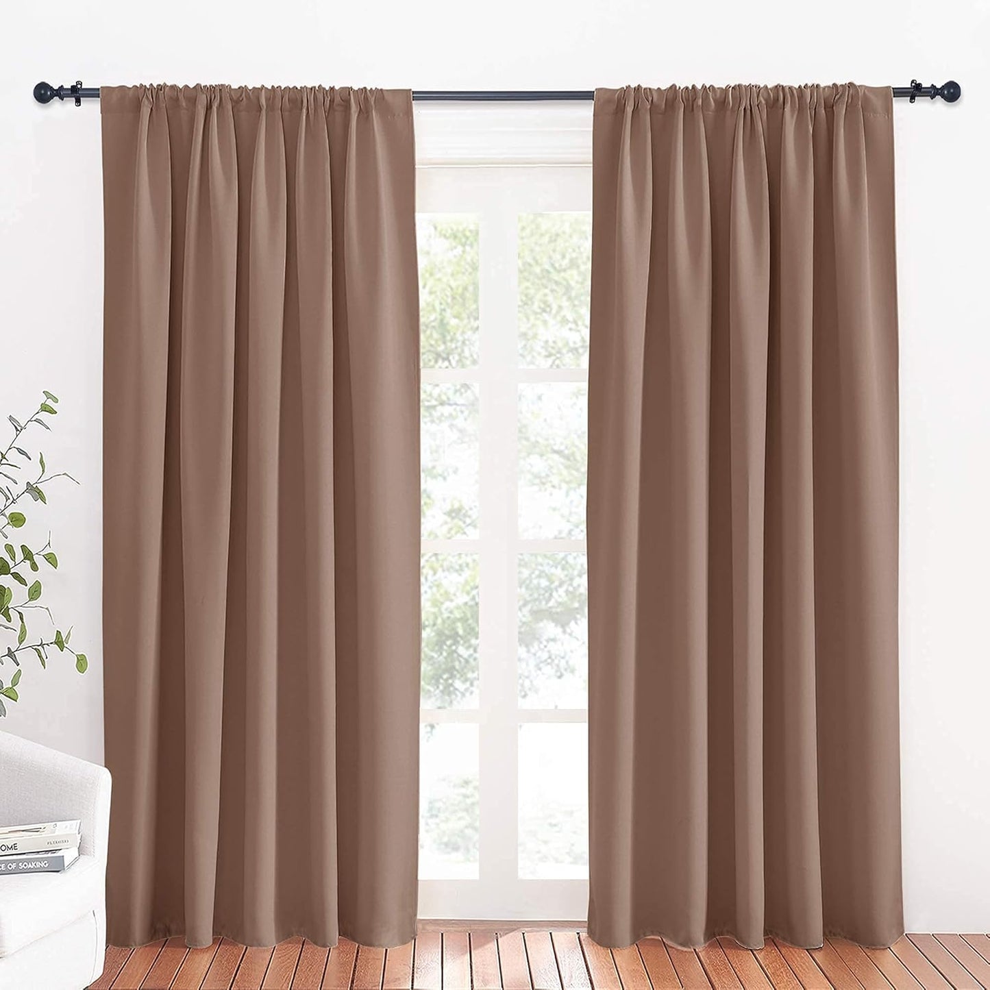 RYB HOME Large Curtains for Living Room 84 inches Length, Blackout Privacy Room Divider Curtains for Doorway Closet Basement Patio Door Bay Window, W 70 x L 84, Mocha, 2 Panels