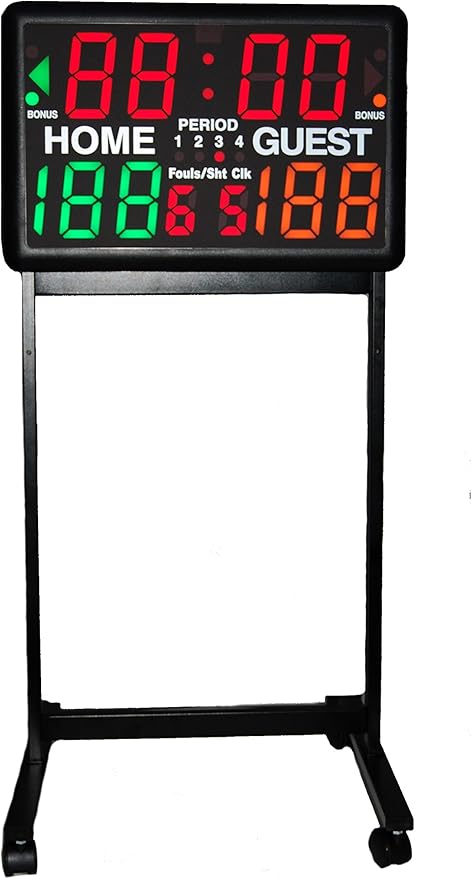 Trigon Sports Electronic Basketball Scoreboard, Battery Powered LED Digital Scoreboard with Remote Wireless & Portable Stand, Timer Clock Score Keeper for Multisports