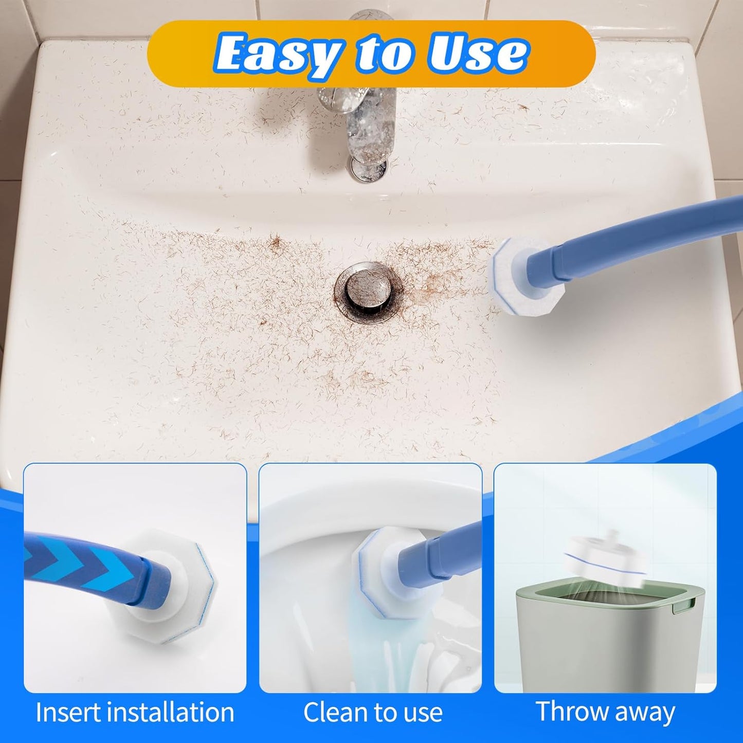 10PCS Toilet Wand Refills - Disposable Replacement Heads for Most Toilet Brushes | Hygienic Cleaning Pads | No-Scratch, Quick-Dry & Easy-to-Use (Polyester Cleaning Head)
