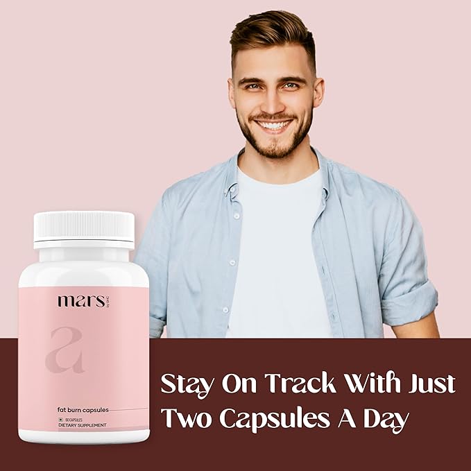 Mars Fat Burn Capsules with Psyllium Husk, Moringa & Dandelion Root – Herbal Blend for Active Routine (Pack of 2)