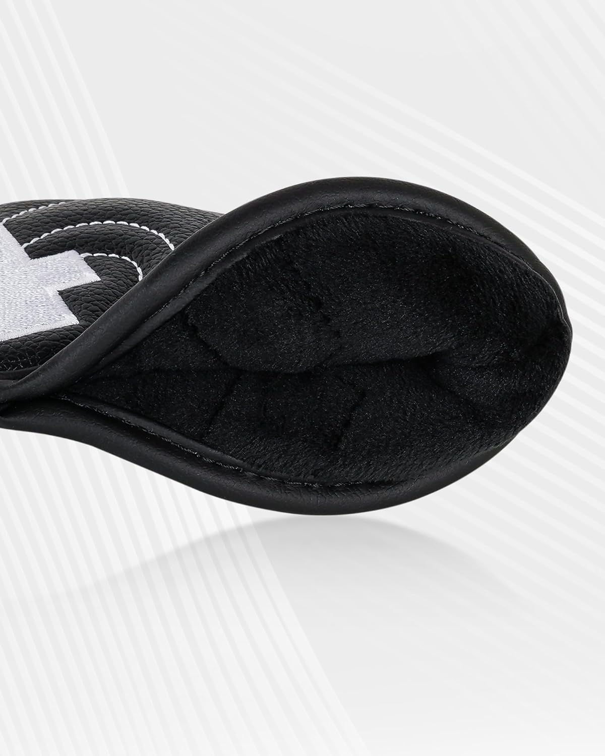 Big Teeth Golf Club Covers Full Set Driver Headcover Fairway Wood Hybrid Golf Club Iron Head Covers, Topographic Edition Putter Cover Leather Golf Head Covers Pure Black, Gifts for Men