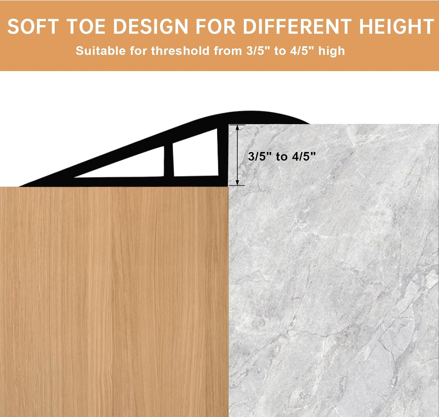 Vinyl Door Threshold Flooring Transition Strip Self Adhesive Carpet Edging Strip for Laminate Doorway Edge Threshold from 3/5" to 4/5" (Light Yellow Wood Grain, 3.3 Ft)