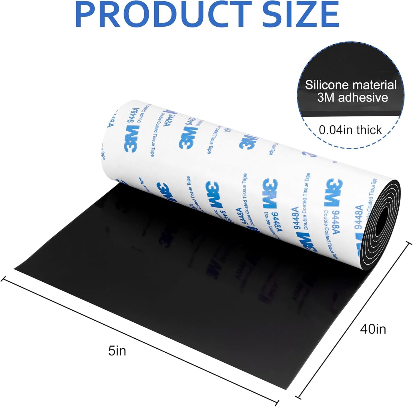 Silicone Furniture Pads, 5" x 40" Non Slip Furniture Pads Anti Skid Pads Non Slip Self Adhesive Cuttable Silicone Tape Strip Roll for Protecting Hardwood Floors Chair Wall Protector - Black, 2 Pack