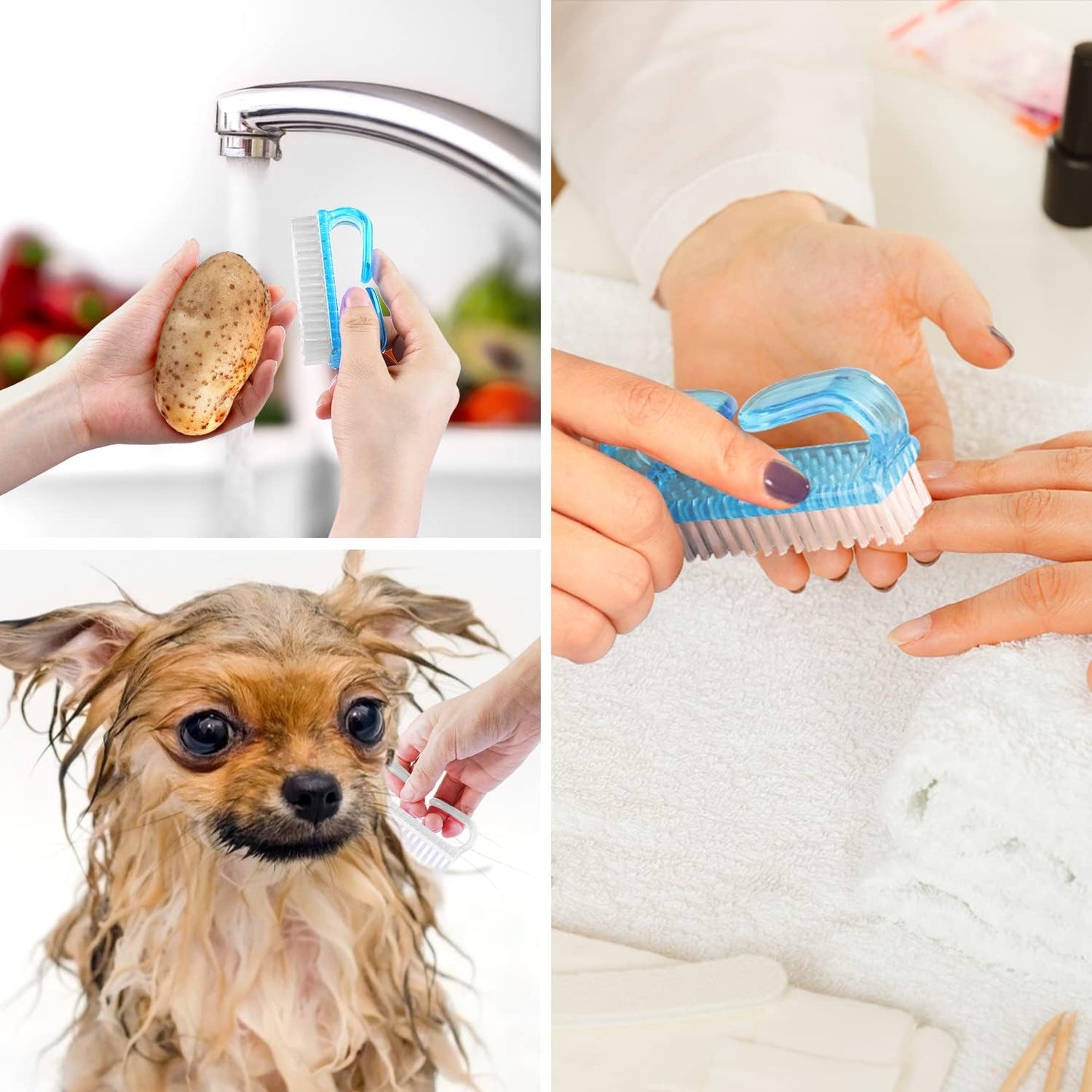 Handle Grip Nail Brush, Hand Fingernail Brush Cleaner Scrubbing Kit Pedicure for Toes and Nails Men Women (4 Pack) (Color-7)