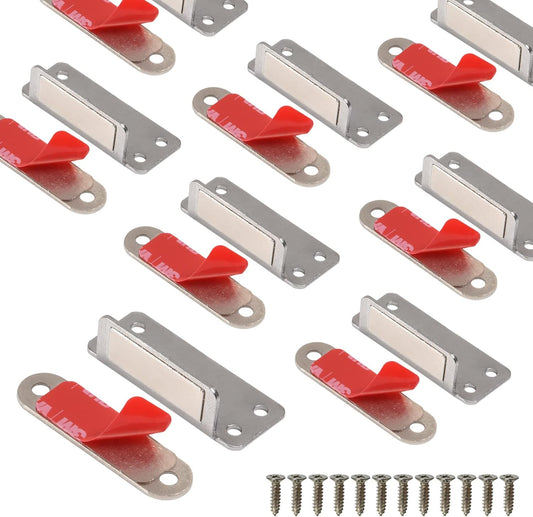 Mousike Double Magnetic Door Catch，60lb Stainless Steel Cabinet Door Magnets with Strong Magnetic for Kitchen Cupboard Wardrobe Closet Cabinet Door Drawer Latch (12Pack)