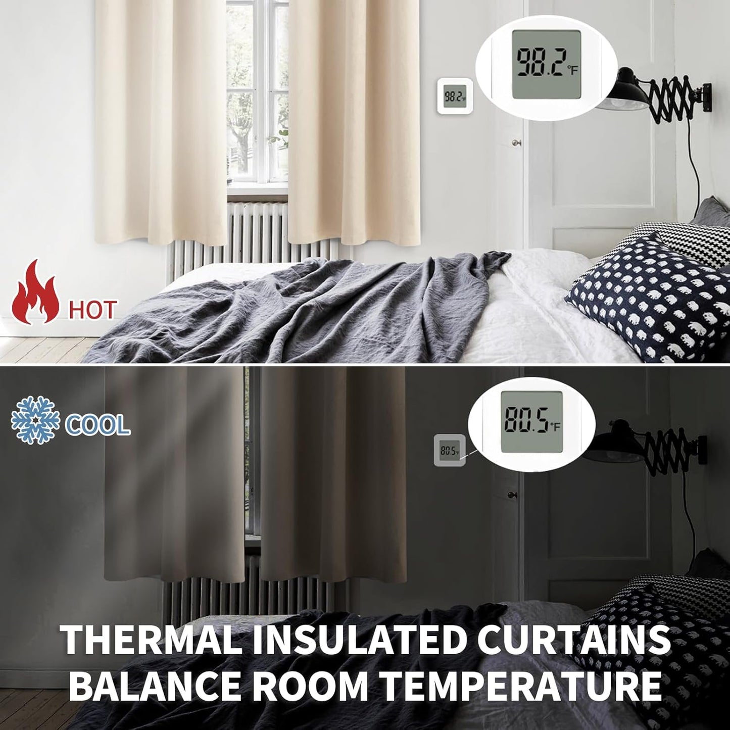 BGment Short Blackout Curtains for Bedroom 40 Inches Long - Thermal Insulated Room Darkening Curtain for Kitchen, Champagne, 34 x 45 Inch, 2 Panels