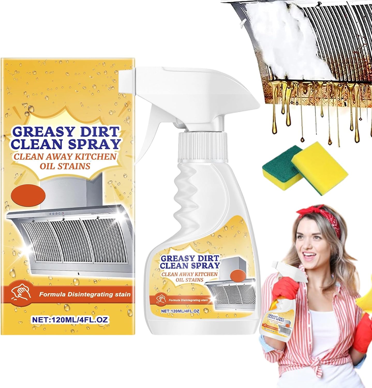 Multifunctional Powerful Kitchen Foam Cleaner, Rotateepic Foam Cleaner, Greasy Dirt Clean Spray, All-Purpose Heavy Duty Degreaser Cleaning Spray for Oven, Stove and Range Hood (1pcs)