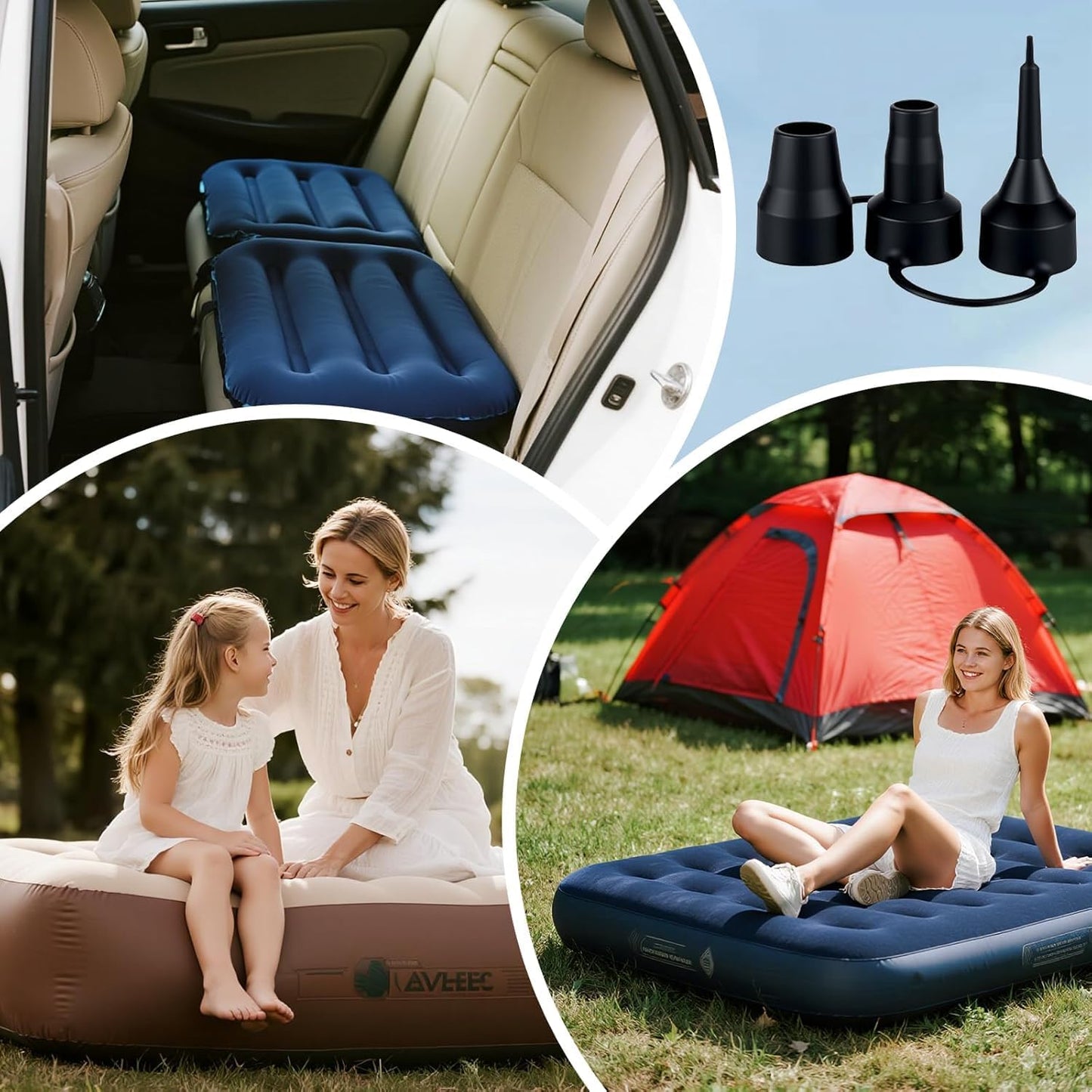 2Set of 3 Sizes Air Pump Replacement Nozzles,Air Pump Nozzles for Inflatables,Plastic Nozzle Head Air Pump Accessory Adapter for Inflatables for Partial Air Bed,Air Mattress