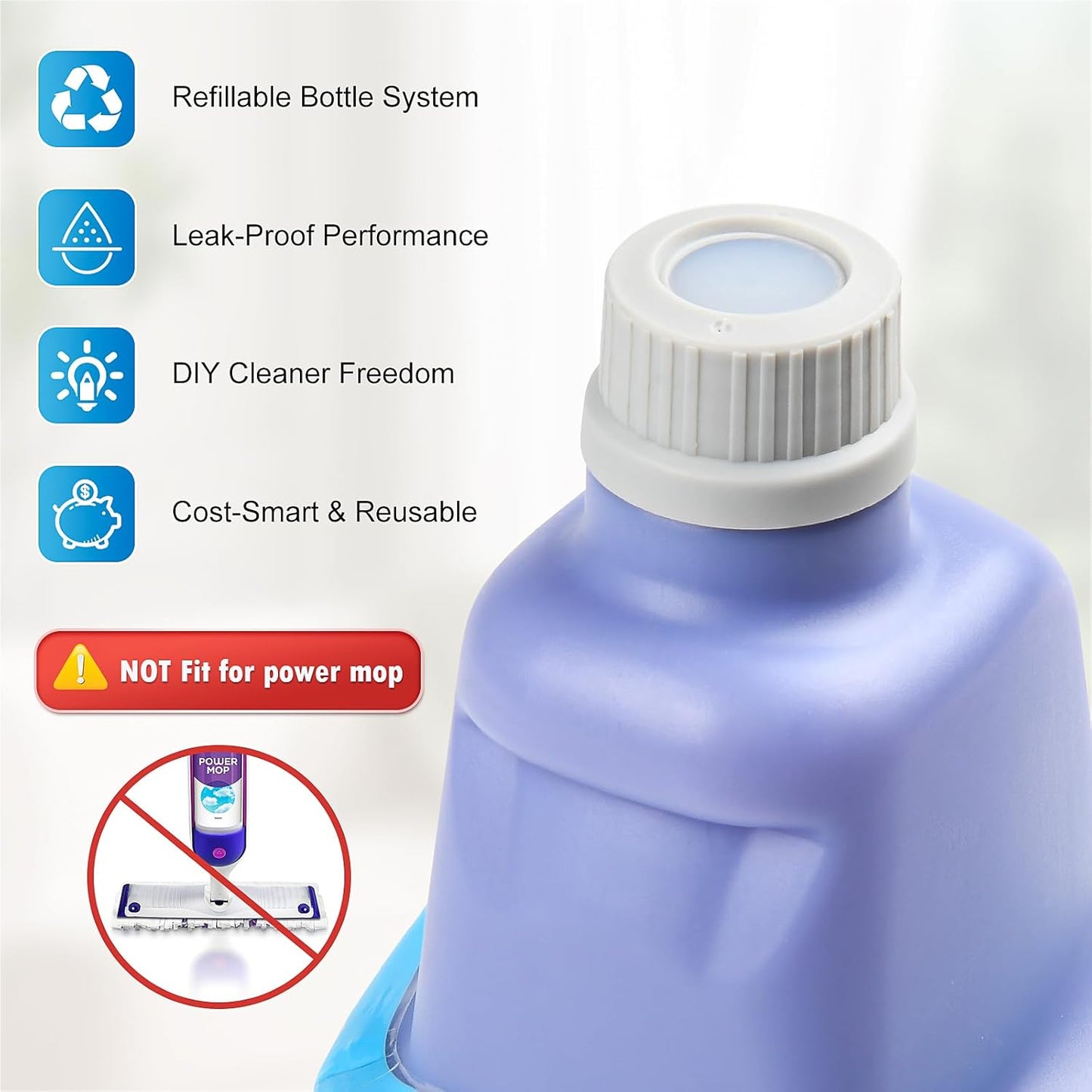 Refillable Bottle for Swiffer Wet Jet Mop - 500ml /17 FL OZ - Leak-Proof HDPE Solution Bottle, Empty，Not for Power mop
