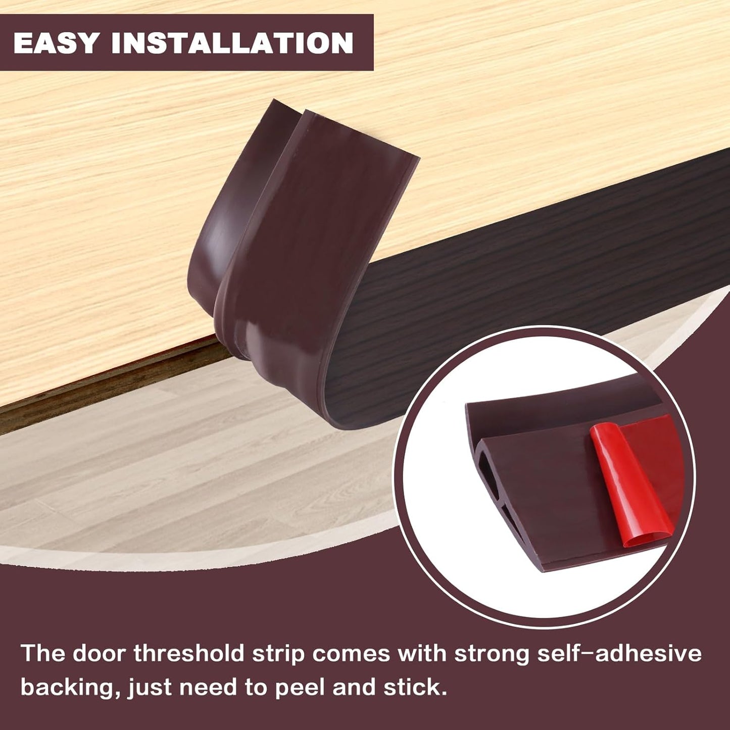Vinyl Door Threshold Flooring Transition Strip Self Adhesive Carpet Edging Strip for Laminate Doorway Edge Threshold from 2/5" to 3/5" (Black Walnut Wood Grain, 3.3 Ft)