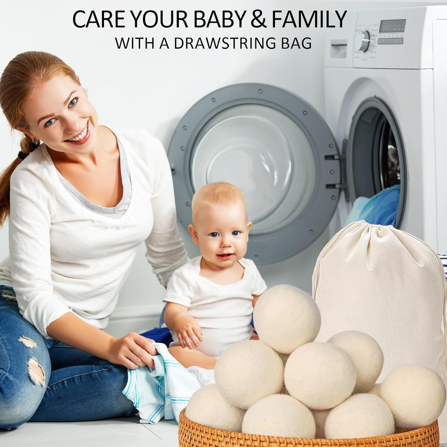 24 Pack Wool Dryer Balls XL Reusable Laundry Balls for Dryer Natural Fabric Softener Ball with 1 Storage Bags Reduce Wrinkles and Decrease Drying Time