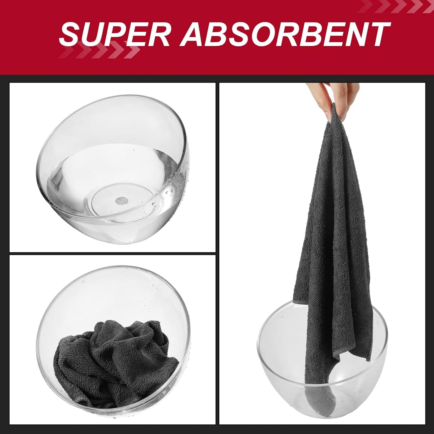 16 Pcs Microfiber Cleaning Cloth 16x16 Inch Microfiber Towels for Car Ultra Absorbent Cleaning Rags Reusable Lint Free Streak Free Detailing Towel for Car Washing Drying Dusting (Gray)