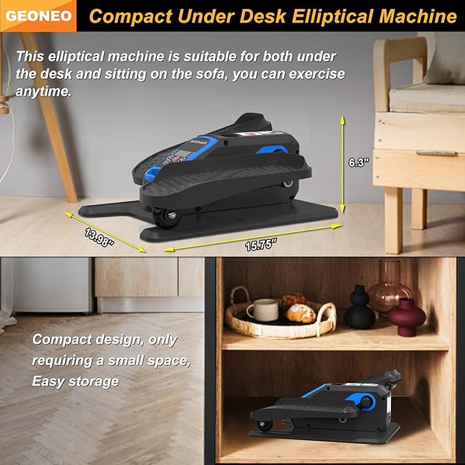 Under Desk Elliptical Machine, Electric Ellipse Leg Exerciser for Senior, Quiet and Compact Electric Seated Pedal Exerciser for Home with Monitor, Remote Control and 12 Adjustable Speeds