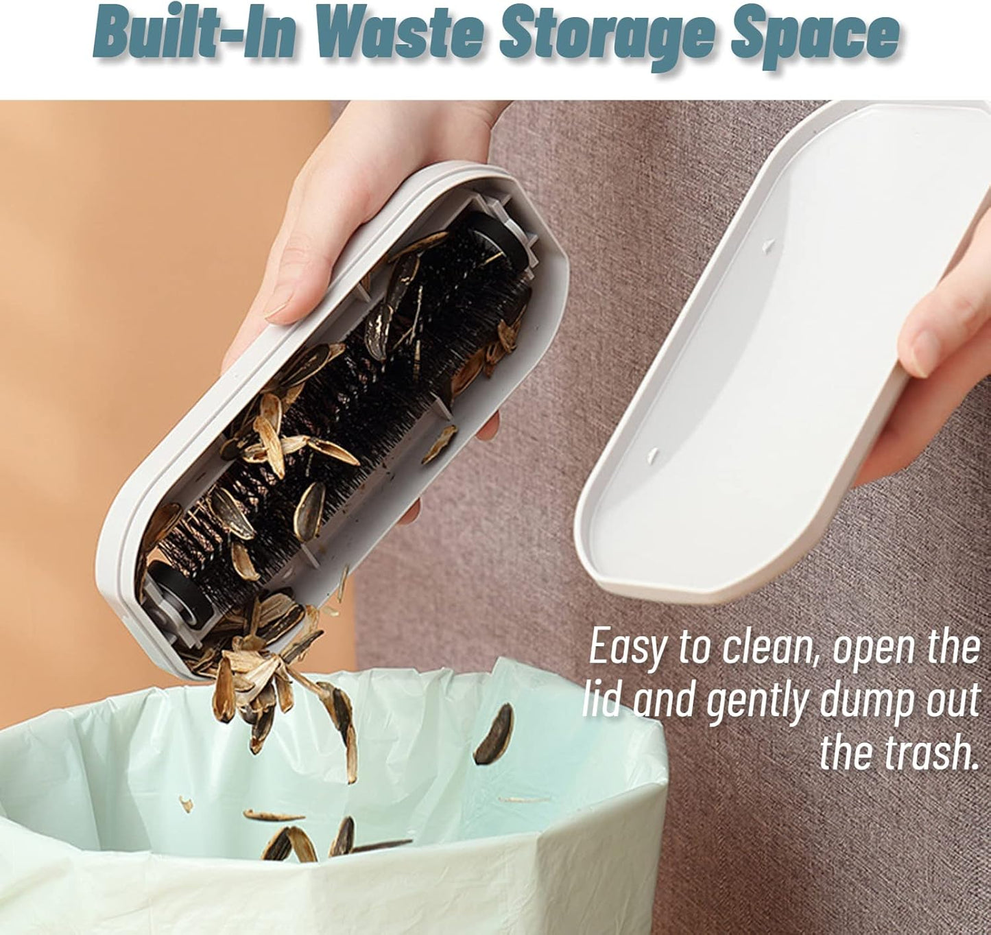 Handheld Crumb Sweeper, Carpet Sweeper Cleaner with Garbage Collection Nutshell Soft Debris Collector, Reusable Table Sweeper for Table, Mat, Bed Sheets, Sofas