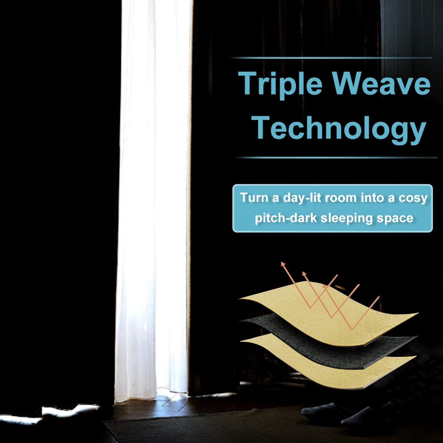 RYB HOME Blackout Curtains for Bedroom - Thermal Insulating Privacy Window Curtains for Kids Nursey Dining Bathroom Home Office Decor, Width 42 x Length 45 inches, Light Yellow, 2 Panels