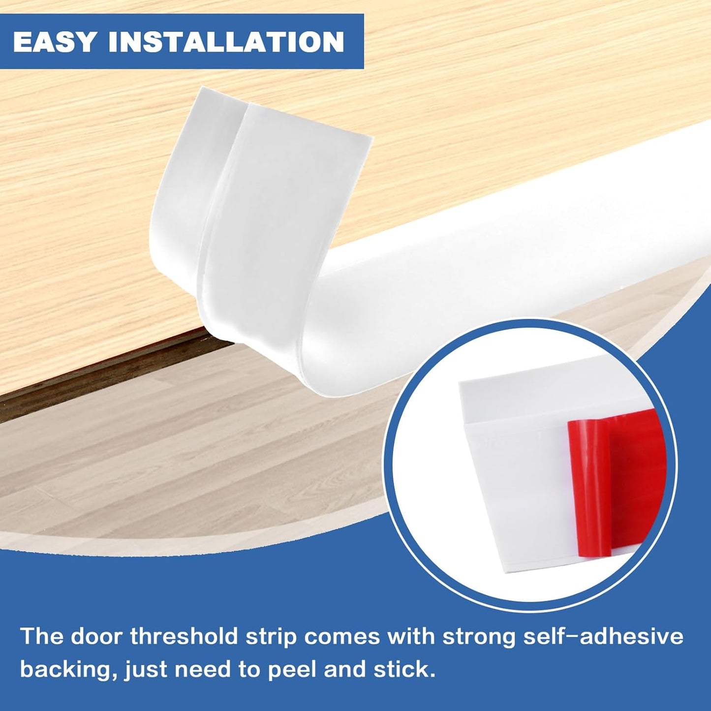 Vinyl Door Threshold Flooring Transition Strip Self Adhesive Carpet Edging Strip for Laminate Doorway Edge Threshold from 3/5" to 4/5" (White, 3.3 Ft)