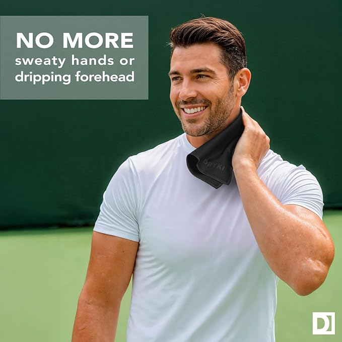 Pocket-Sized Sweat Towels - The Original Sweat Absorbing Handkerchiefs - Quick-Dry Microfiber Sweat Rags for Face, Hands, & Body - Men & Women - Gym, Sports, and Work (Black: Large Size, 3 Pack)