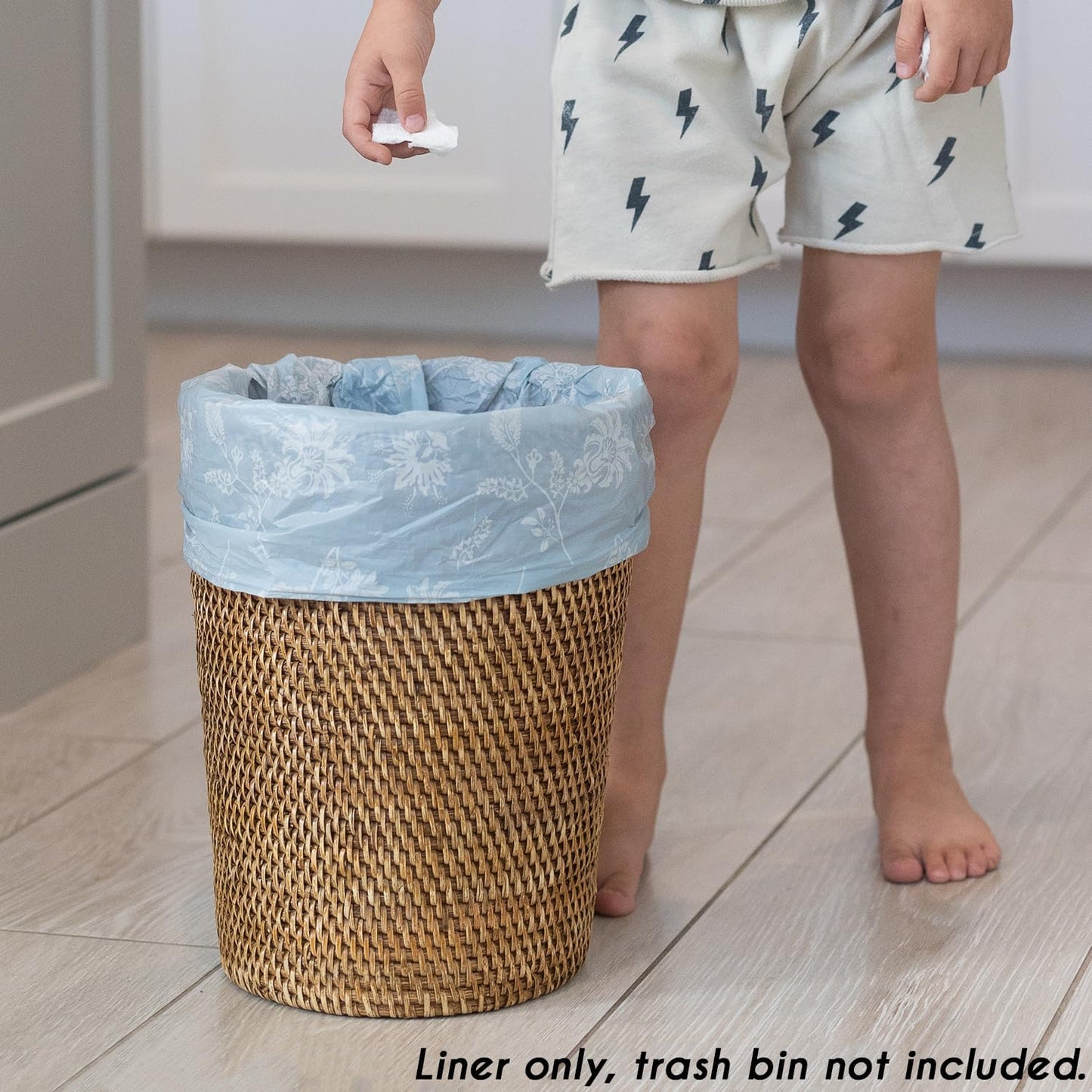 Happy Haven Bathroom Trash Bags for 2,3,4 Gallon Trash Can, Small Garbage Bags - Bedroom & Bathroom, Decorative Cute Wastebasket Liner - 50 Count (Light Blue Botanical)