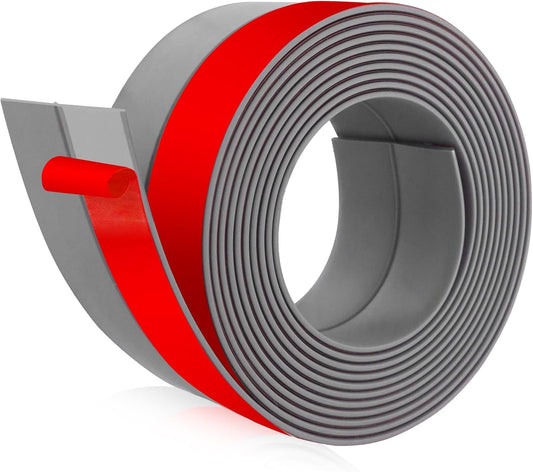 Weather Stripping Door Draft Stopper Flexible Self Adhesive Silicone Door Seal Strip for Glass Doors Windows and Shower Glass Gaps, 2 Inch Wide X 40 Feet Long, Gray