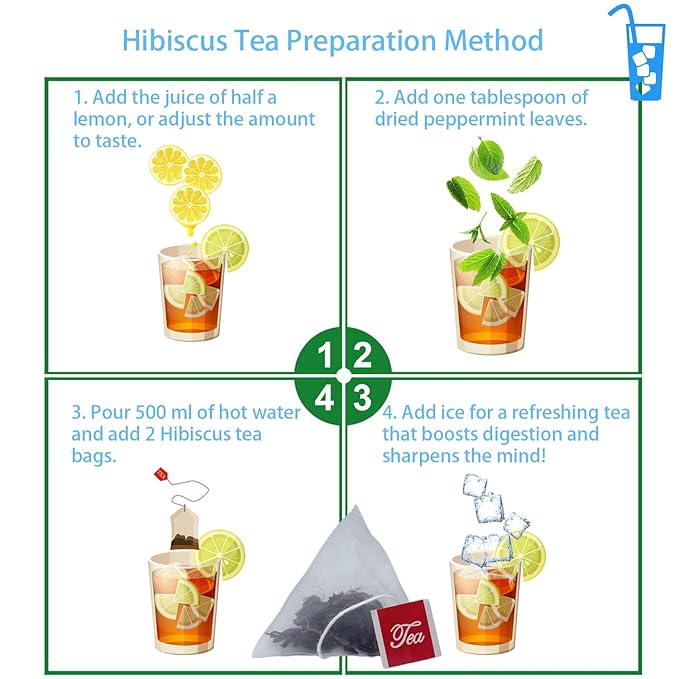 Samcci - Hibiscus Tea Bags, 50 Teabags - Premium dried hibiscus flower for tea - flor de jamaica natural - Non-GMO - Caffeine-free - Rich in Antioxidants & Support Digestion