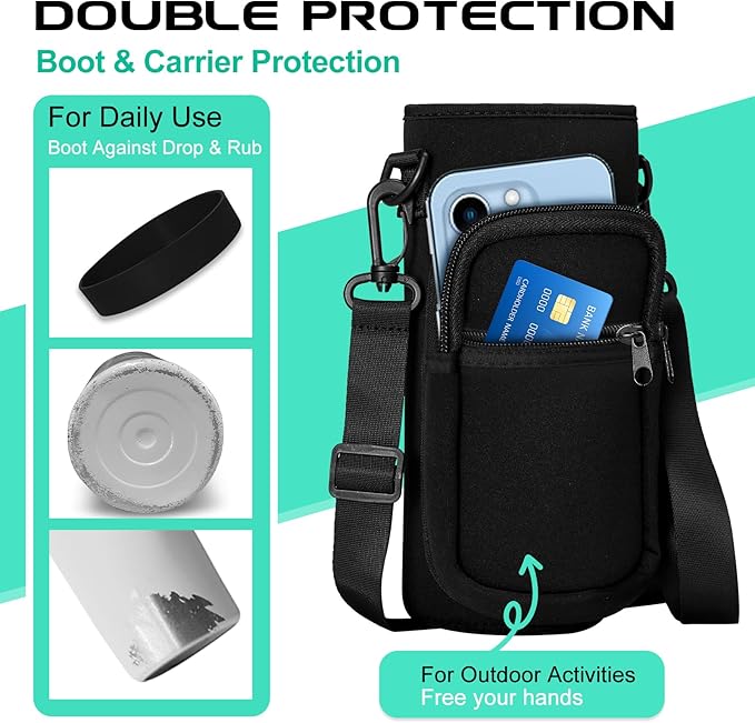 Water-Bottle Insulated 40oz with Straw - Carrying Pouch & Paracord Handle, Leakproof Thermo Metal Bottle Keep Cold 48H Hot 24H, Sport Canteen Stainless Steel Water Bottle for Indoor