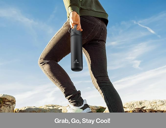 26 oz Insulated Water Bottle with 2-in-1 Straw and Spout Lid, Keep Cold 24H, Leak-Proof, Fits in Car Cup Holder, Stainless Steel Water Bottle for Sports, Travel, Gym, and School (Swamp Doodle)