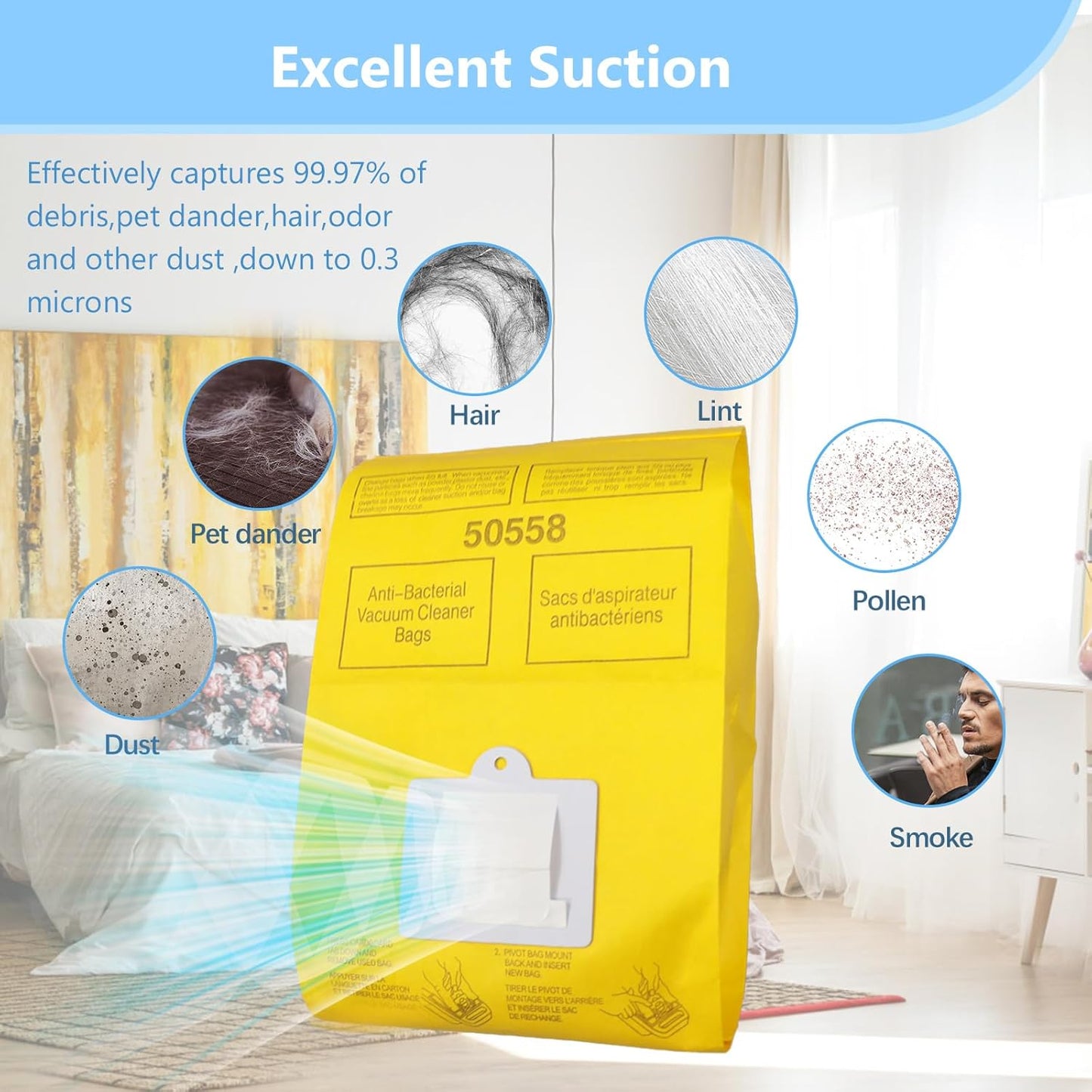 25 Pack Replacement Vacuum Bags - Compatible with Kenmore Canister Type C/Q 5055, 50555, 50557, 50558, and Panasonic Type C-5 C-18 - Premium Canister Vacuum Bags (25PCS)