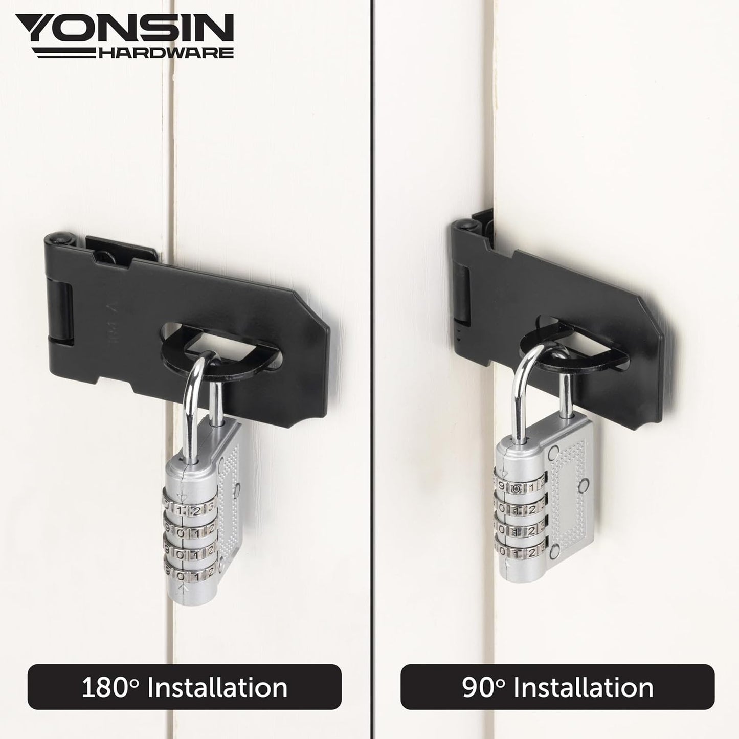 3" Door Padlock Safety Hasp Latch 2 Pcs, Door Hasp Clasp Lock Gate Shed Hasp Latch Lock for Door Window Cabinet Pet Cage Toolbox Shed Fence, 304 Stainless Steel, Matte Black Finish