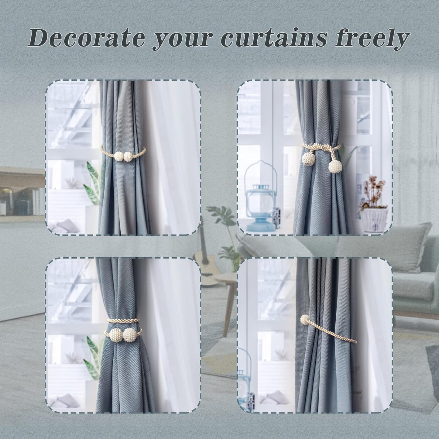 Hion Magnetic Curtain Tiebacks Golden 6 Pack, Curtain Tiebacks Buckles Holdbacks Holders Hooks Clip for Home Bedroom Office Decorative Thick or Thin Curtain